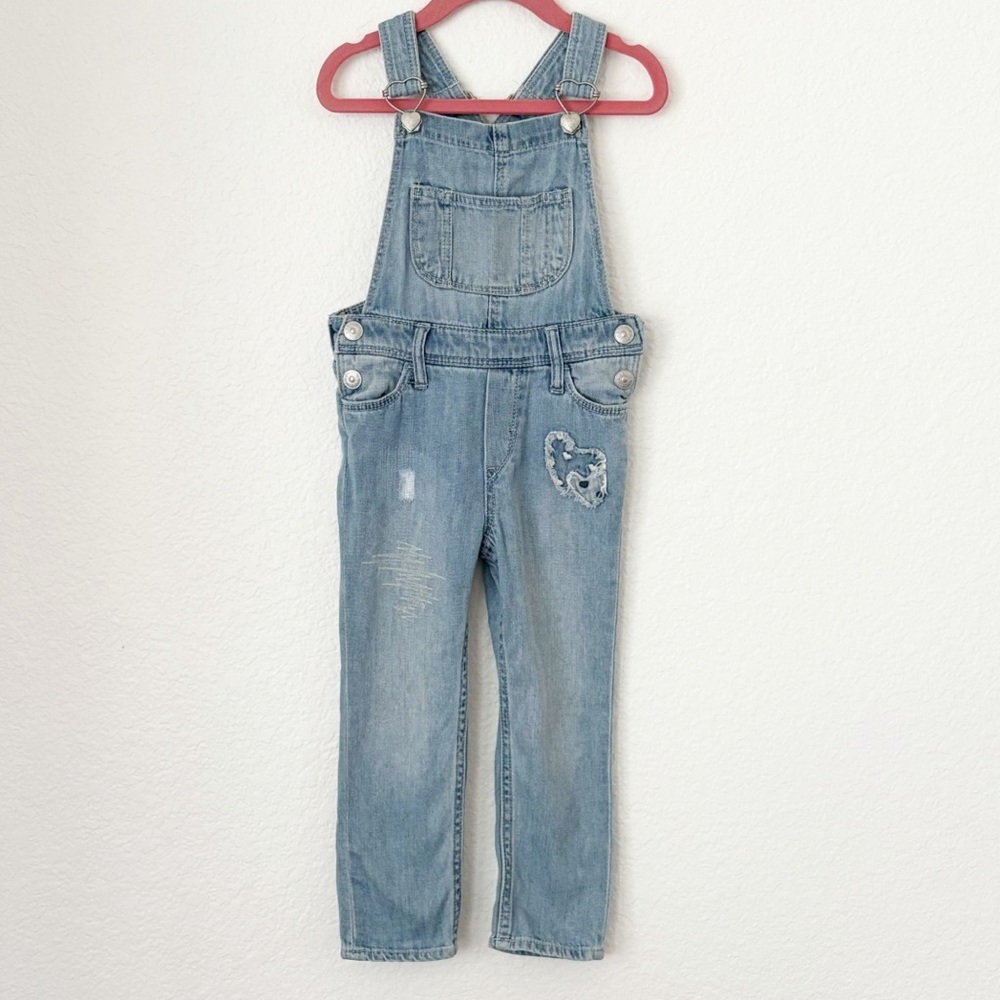 H&M Girls Denim Overalls Heart Detail Size 2-3Y